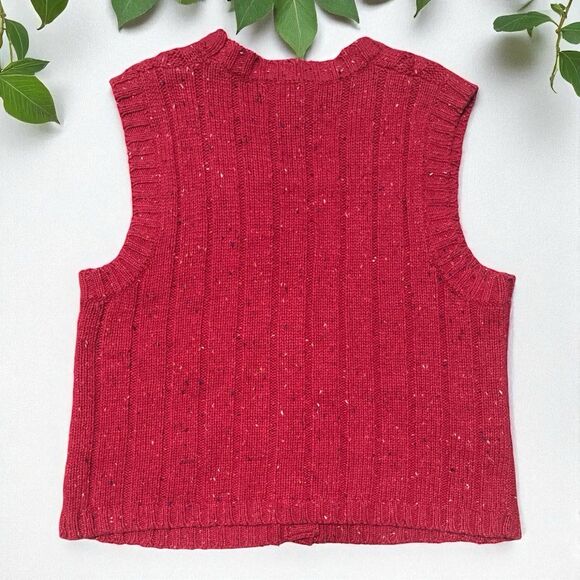 Mountain Lake Sweater Vest Women’s M Red Cable Knit Wool Blend Vintage - Picture 2 of 3